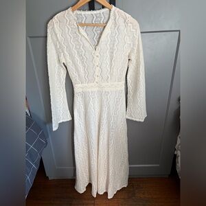 MOTF Cream Long Sleeve Lace Dress